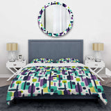 Green And Purple Groovy Grid Adventure - Duvet Cover Set