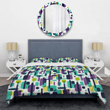 Green And Purple Groovy Grid Adventure - Duvet Cover Set