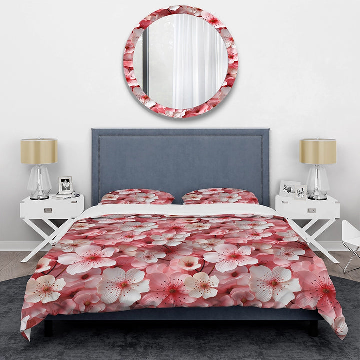 Pink Sakura Blossoms Floral - Duvet Cover Set