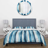 Blue Horizon Lines Striped Pattern - Duvet Cover Set