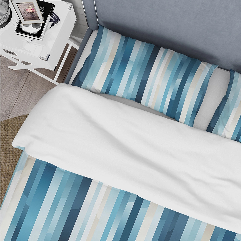 Blue Horizon Lines Striped Pattern - Duvet Cover Set
