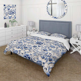 Cobalt Blue Renaissance Flourish Victorian Pattern - Duvet Cover Set