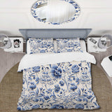 Cobalt Blue Renaissance Flourish Victorian Pattern - Duvet Cover Set