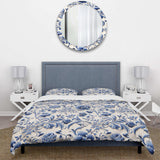 Cobalt Blue Renaissance Flourish Victorian Pattern - Duvet Cover Set