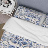 Cobalt Blue Renaissance Flourish Victorian Pattern - Duvet Cover Set