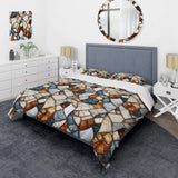 Earth Tones Marble Mosaic Elegance - Duvet Cover Set