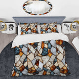 Earth Tones Marble Mosaic Elegance - Duvet Cover Set