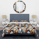 Earth Tones Marble Mosaic Elegance - Duvet Cover Set