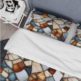 Earth Tones Marble Mosaic Elegance - Duvet Cover Set