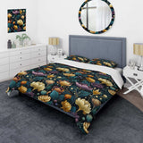 Jewel Tones Flowers Blooms - Duvet Cover Set