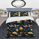 Jewel Tones Flowers Blooms - Duvet Cover Set