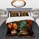 Boho mexican Pottery blooms - Duvet Cover Set