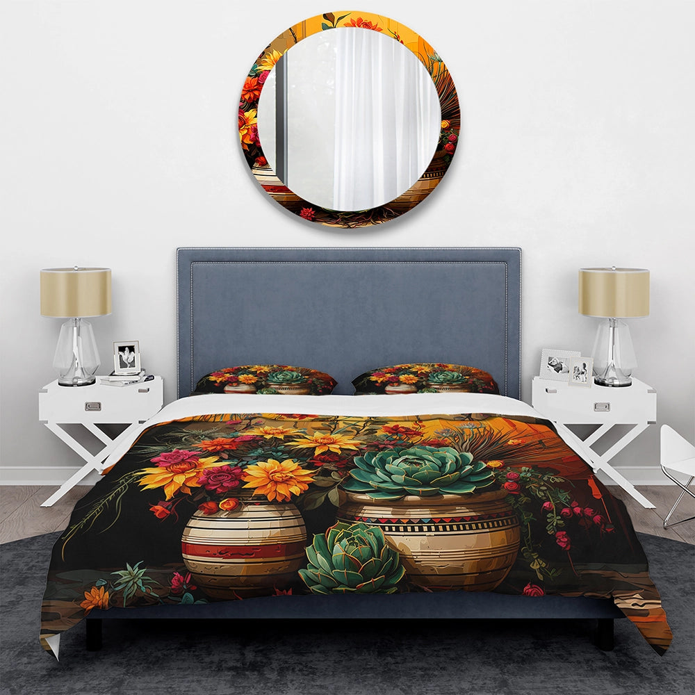 Boho mexican Pottery blooms - Duvet Cover Set