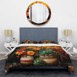 Boho mexican Pottery blooms - Duvet Cover Set