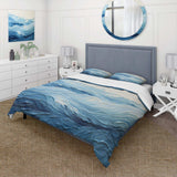 Blue and white modern waves of the Coast I - Duvet Cover Set