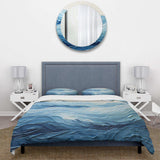 Blue and white modern waves of the Coast I - Duvet Cover Set