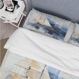 Blue and white Nautical Geometry boat - Duvet Cover Set