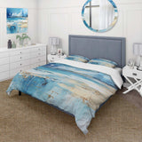 Blue and beige  Tranquility beach  II - Duvet Cover Set