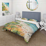 Pastel color Coastal Beach Scene paradise I - Duvet Cover Set