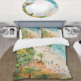 Pastel color Coastal Beach Scene paradise I - Duvet Cover Set