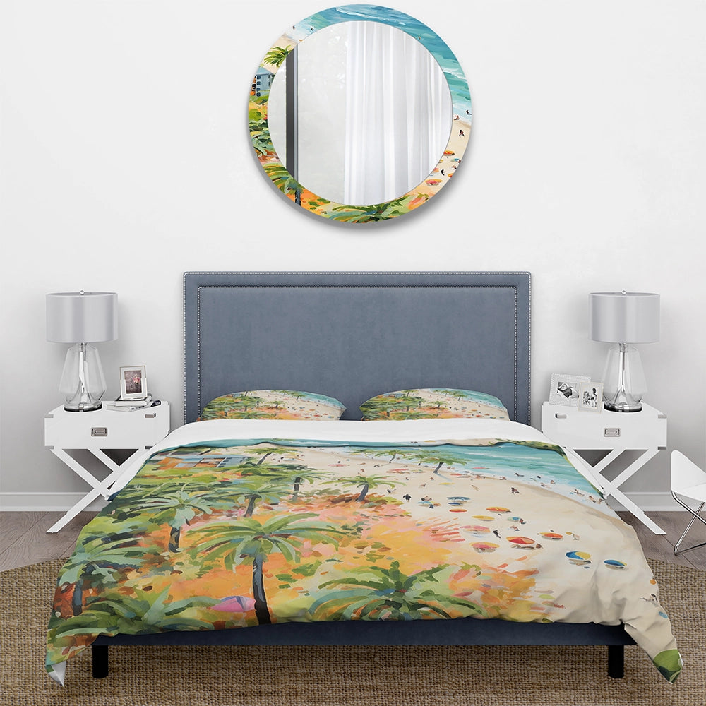 Pastel color Coastal Beach Scene paradise I - Duvet Cover Set