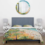 Pastel color Coastal Beach Scene paradise I - Duvet Cover Set