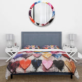 Pink and blue Heart Pop Art 2 - Duvet Cover Set