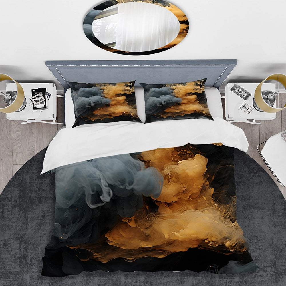 Grey and orange Polar Radiance smoke I - Duvet Cover Set