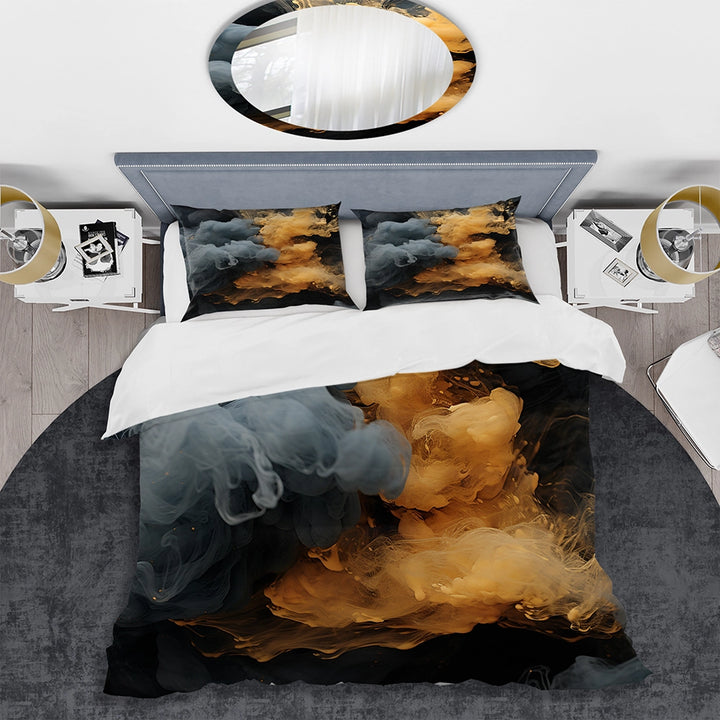 Grey and orange Polar Radiance smoke I - Duvet Cover Set