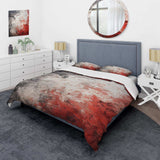 Grey and red  Lunar Surface - Duvet Cover Set