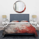 Grey and red  Lunar Surface - Duvet Cover Set