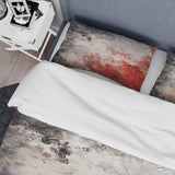 Grey and red  Lunar Surface - Duvet Cover Set