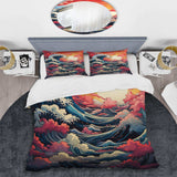 Japanese sunset waves of Kanagawa 3 - Duvet Cover Set