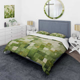 Abstract green tiles incubism - Duvet Cover Set