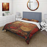 God and Red Floral Japanese Tiles III - Duvet Cover Set