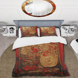God and Red Floral Japanese Tiles III - Duvet Cover Set