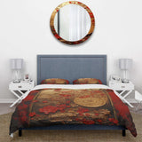 God and Red Floral Japanese Tiles III - Duvet Cover Set