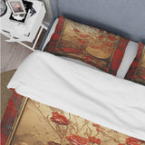 God and Red Floral Japanese Tiles III - Duvet Cover Set