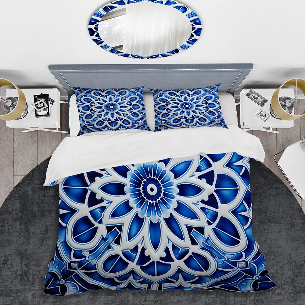White and Blue moroccan tiles  - Duvet Cover Set