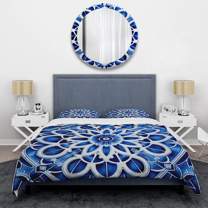 White and Blue moroccan tiles  - Duvet Cover Set