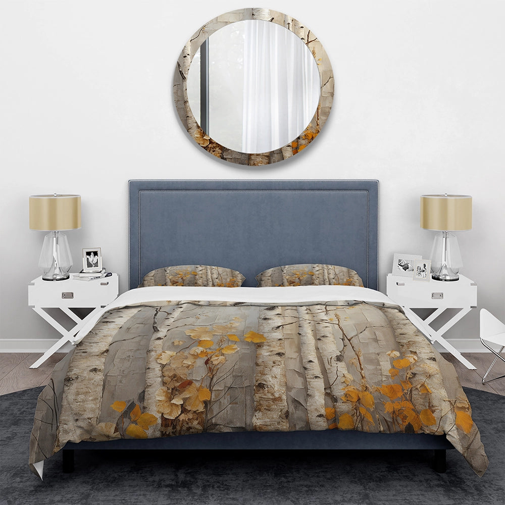 Autumn birch tree elegance - Duvet Cover Set