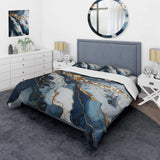 Gold and blue geode art  II - Duvet Cover Set