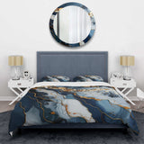 Gold and blue geode art  II - Duvet Cover Set