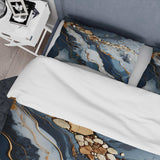 Gold and blue geode art  II - Duvet Cover Set