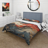 Red and gold marble fire VI - Duvet Cover Set