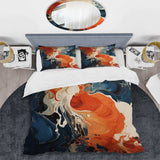 Blue and orange liquid ink waves V - Duvet Cover Set