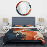 Blue and orange liquid ink waves V - Duvet Cover Set