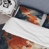 Blue and orange liquid ink waves V - Duvet Cover Set