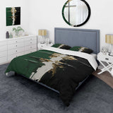 Golden green and black ink merge II - Duvet Cover Set