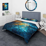 Fractal Blue and yellow mosaic  I - Duvet Cover Set